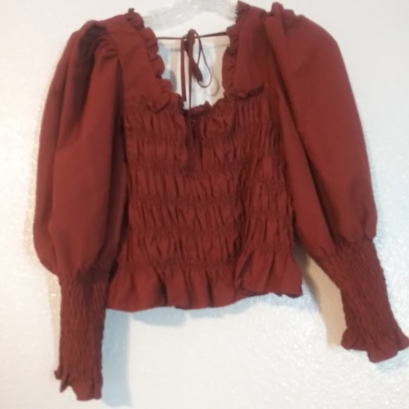 Milk & Honey women's size L rust colored long sleeve blouse - Picture 4 of 15